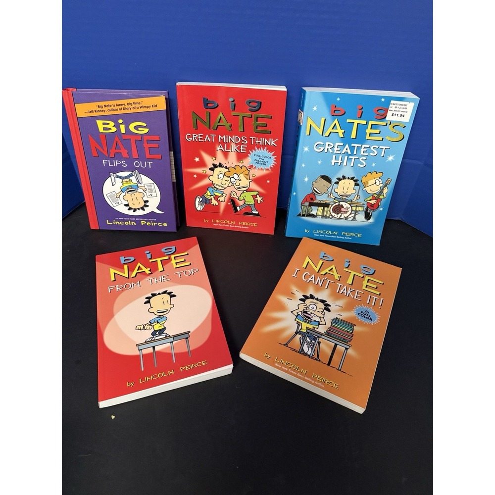 BIG‎ NATE Book Lot of 5 by Lincoln Peirce – Funny Comic Series – Scholastic Kids
